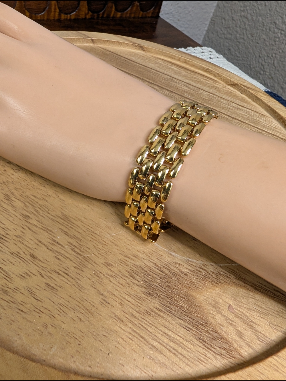 Vintage Napier Gold-Tone Women's Panther Link Bracelet 7.5" Signed
